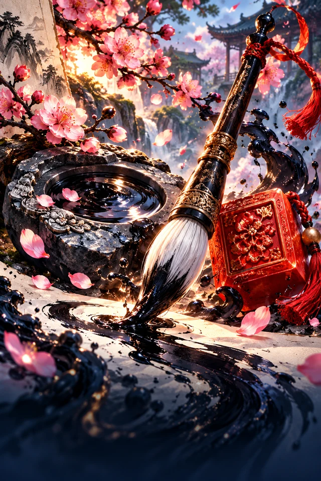 Sumi-e Bloom · Glass — bright-worlds